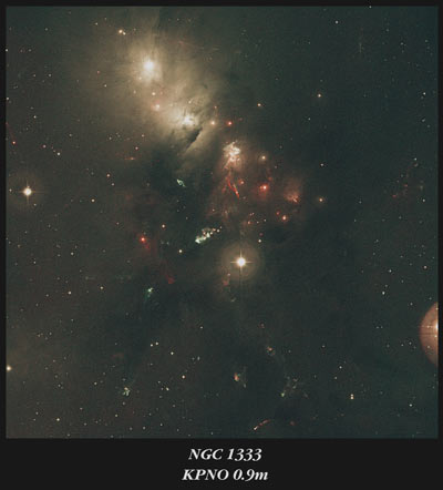 Облака газа NGC 1333 в созвездии Персея. Фотография получена на 0.9-метровом телескопе Национальной Обсерватории Китт Пик.